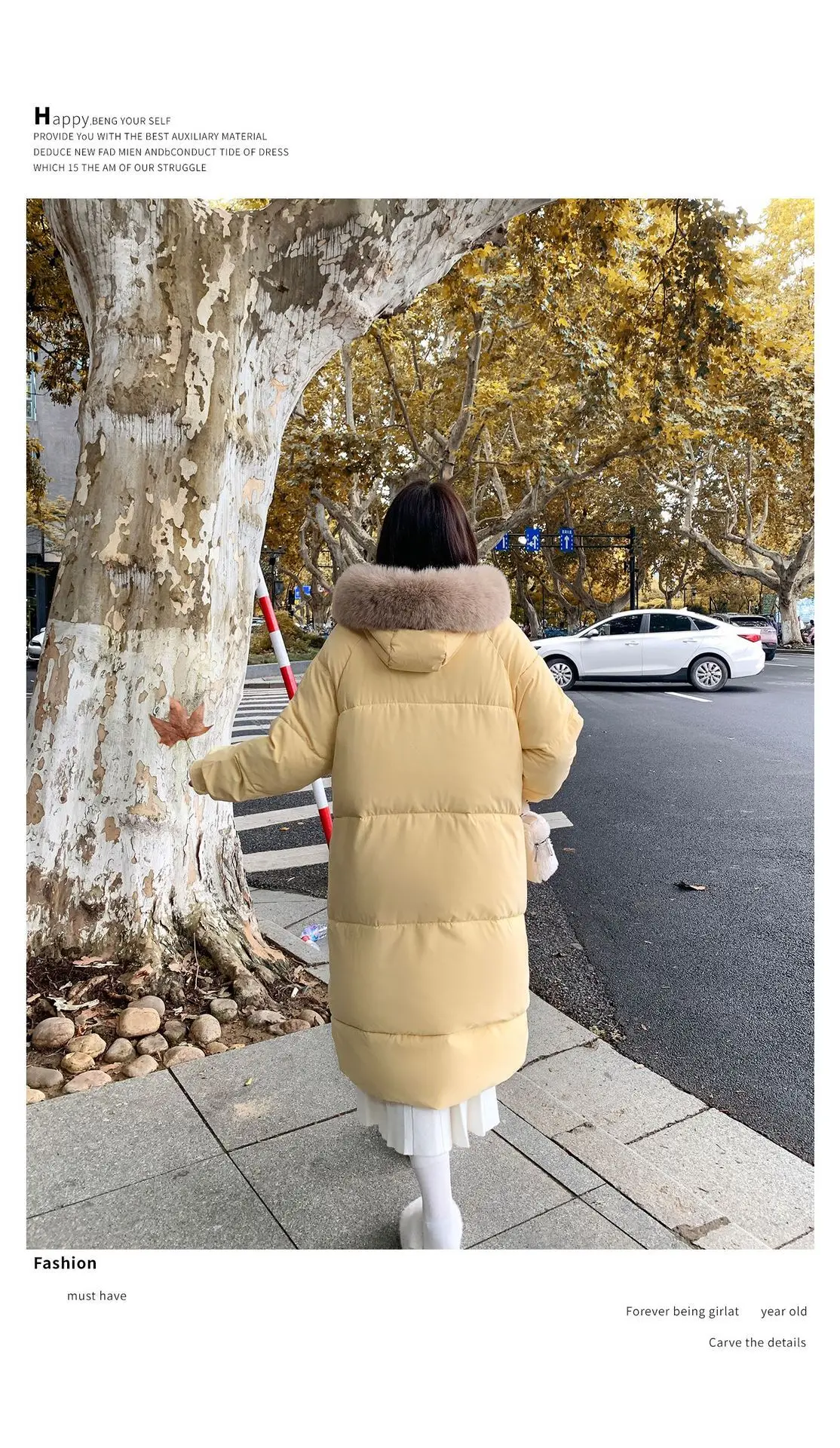 Winter Women Hooded Large Faux Fur Collar Coats Loose Windproof Thick Warm Parkas Zipper Pockets Knee Length Padded Outerwear