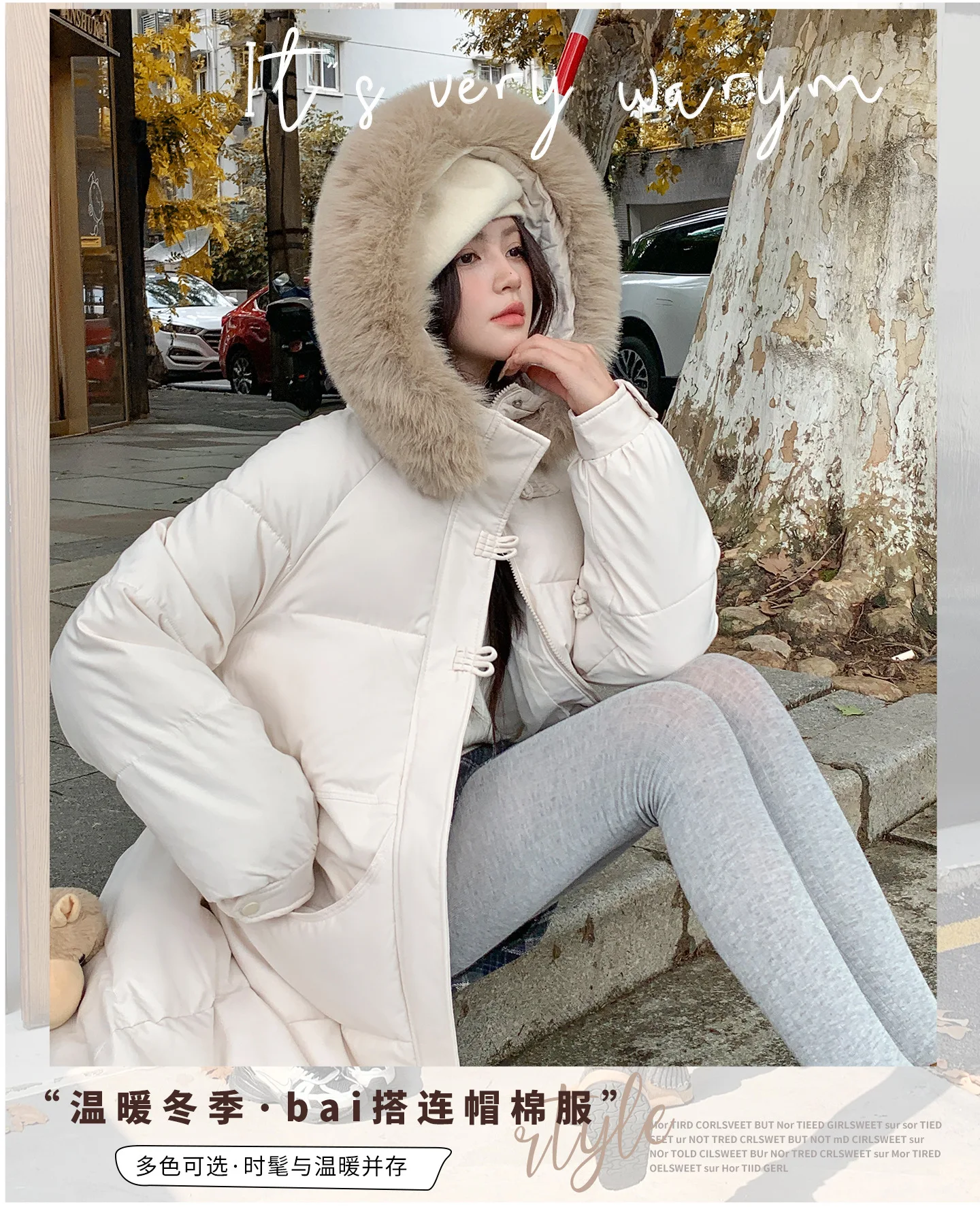 Winter Women Hooded Large Faux Fur Collar Coats Loose Windproof Thick Warm Parkas Zipper Pockets Knee Length Padded Outerwear