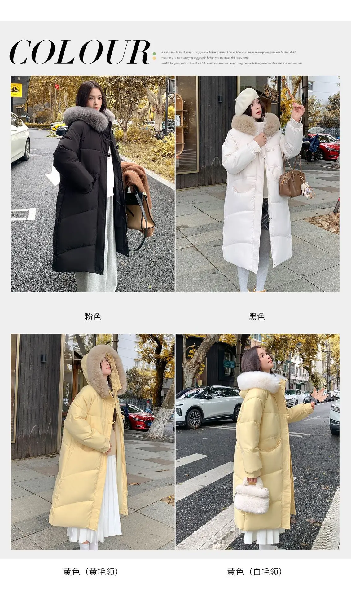 Winter Women Hooded Large Faux Fur Collar Coats Loose Windproof Thick Warm Parkas Zipper Pockets Knee Length Padded Outerwear