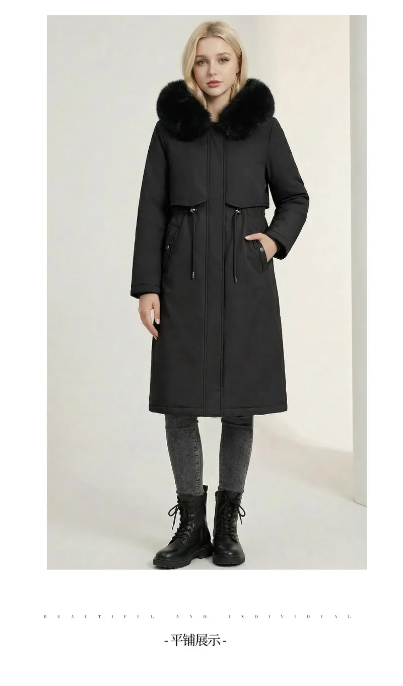 2026 New Double-sided Wear Parkas Women's Winter Fleece Cotton-padded Jacket X-long Overcoat Faux Mink Fur Thicken Hooded Coats