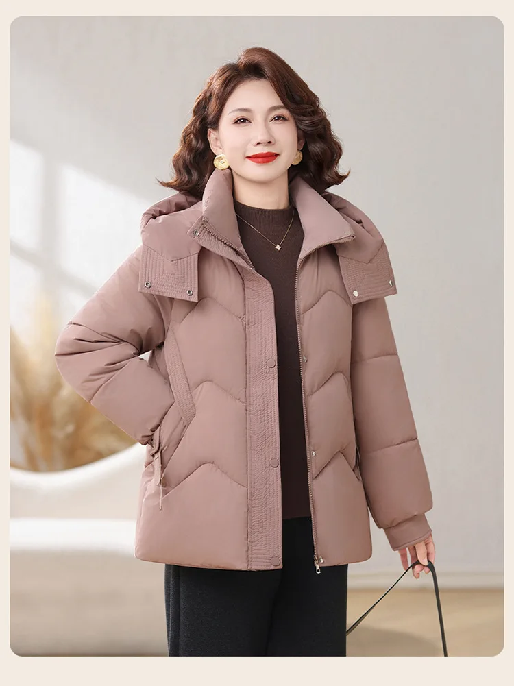 Winter Thick Hooded Puffer Coat Women Parkas XL-5XL Windproof Russian Cold Weather Snow Jacket Middle Aged Mom Outerwear Cozy