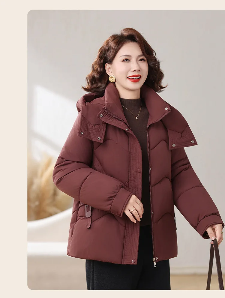 Winter Thick Hooded Puffer Coat Women Parkas XL-5XL Windproof Russian Cold Weather Snow Jacket Middle Aged Mom Outerwear Cozy