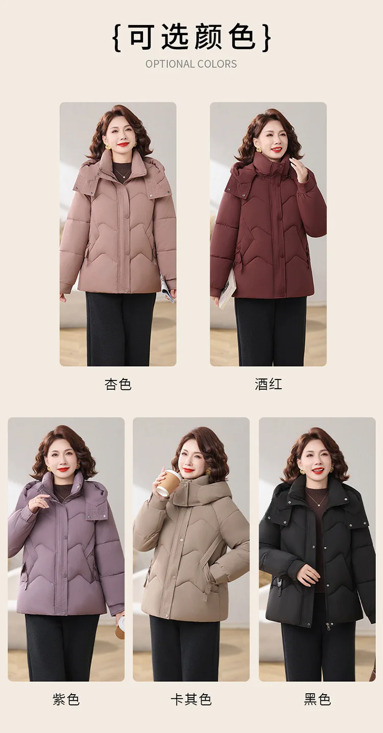 Winter Thick Hooded Puffer Coat Women Parkas XL-5XL Windproof Russian Cold Weather Snow Jacket Middle Aged Mom Outerwear Cozy