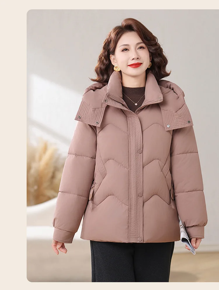 Winter Thick Hooded Puffer Coat Women Parkas XL-5XL Windproof Russian Cold Weather Snow Jacket Middle Aged Mom Outerwear Cozy