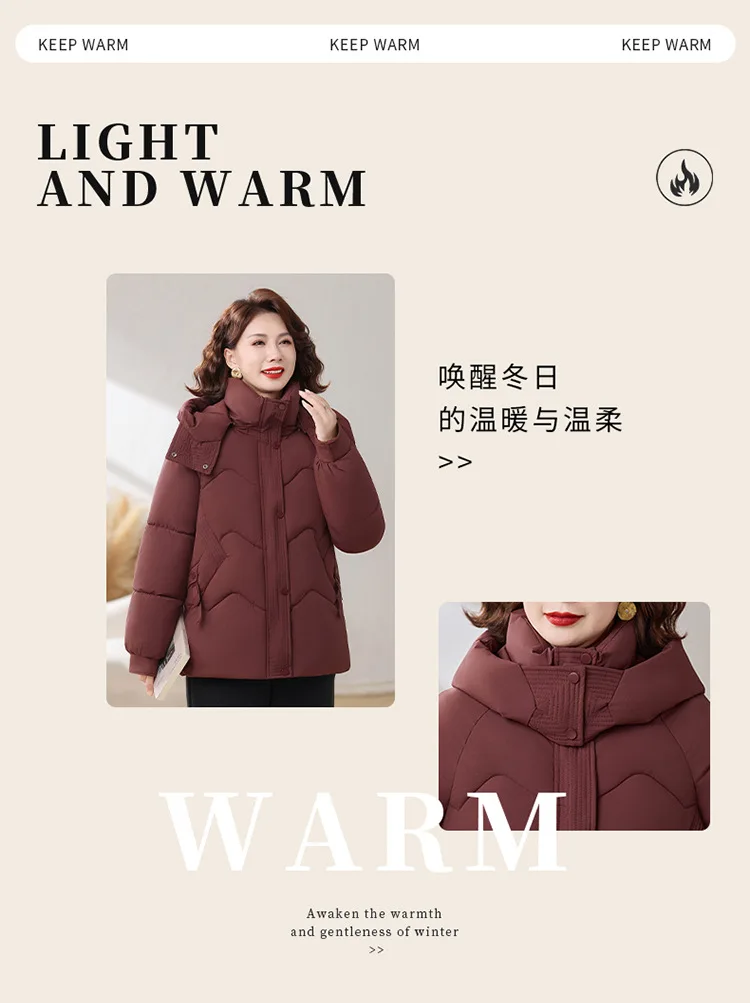 Winter Thick Hooded Puffer Coat Women Parkas XL-5XL Windproof Russian Cold Weather Snow Jacket Middle Aged Mom Outerwear Cozy