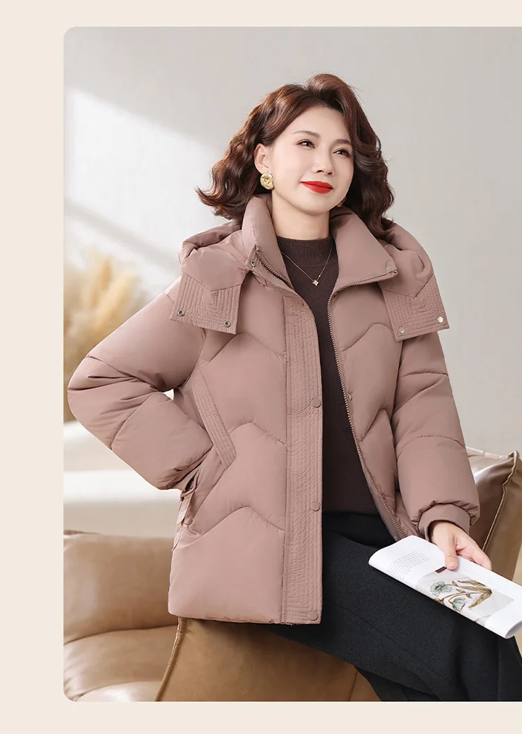 Winter Thick Hooded Puffer Coat Women Parkas XL-5XL Windproof Russian Cold Weather Snow Jacket Middle Aged Mom Outerwear Cozy
