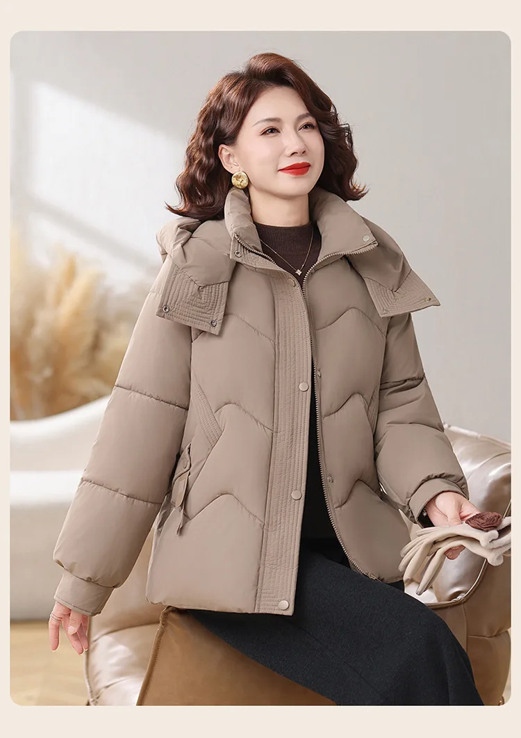 Winter Thick Hooded Puffer Coat Women Parkas XL-5XL Windproof Russian Cold Weather Snow Jacket Middle Aged Mom Outerwear Cozy