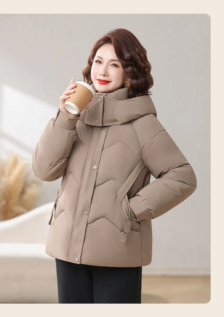 Winter Thick Hooded Puffer Coat Women Parkas XL-5XL Windproof Russian Cold Weather Snow Jacket Middle Aged Mom Outerwear Cozy