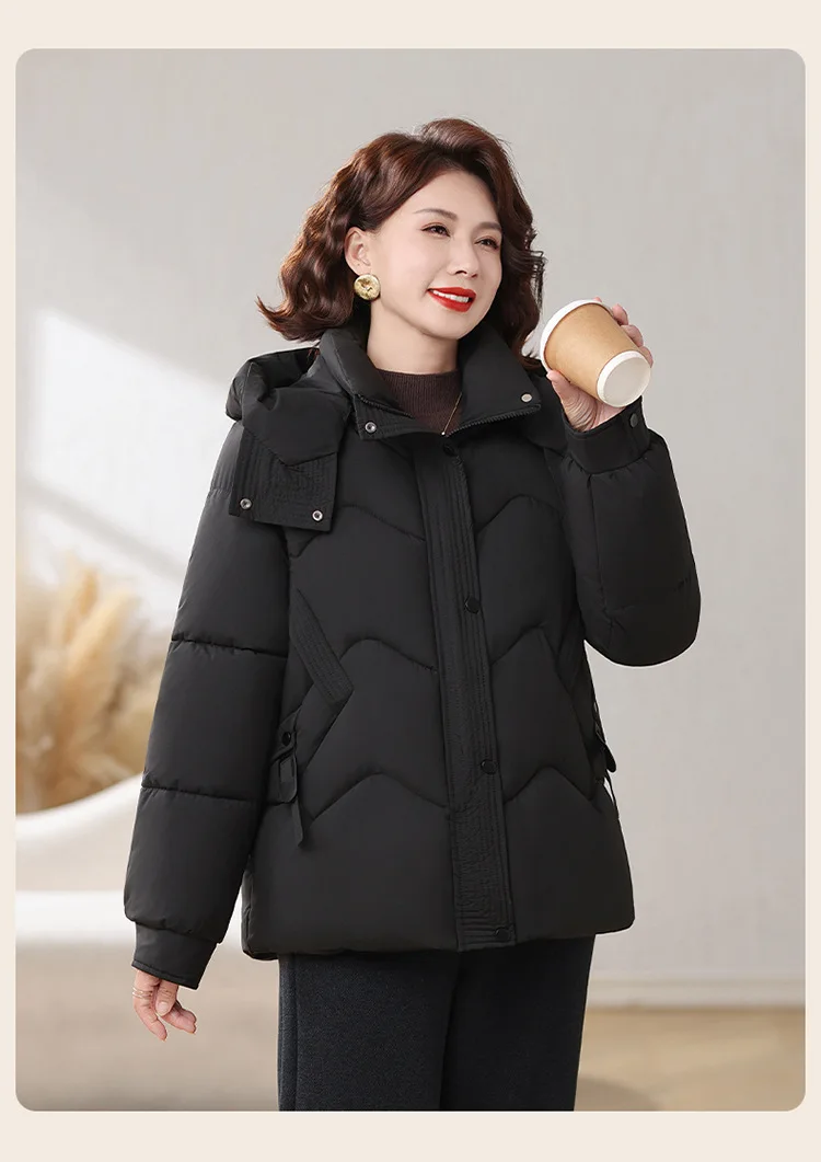 Winter Thick Hooded Puffer Coat Women Parkas XL-5XL Windproof Russian Cold Weather Snow Jacket Middle Aged Mom Outerwear Cozy