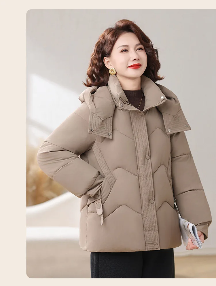 Winter Thick Hooded Puffer Coat Women Parkas XL-5XL Windproof Russian Cold Weather Snow Jacket Middle Aged Mom Outerwear Cozy