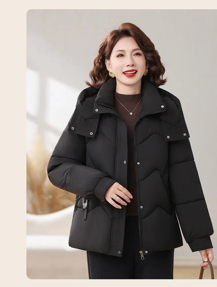 Winter Thick Hooded Puffer Coat Women Parkas XL-5XL Windproof Russian Cold Weather Snow Jacket Middle Aged Mom Outerwear Cozy