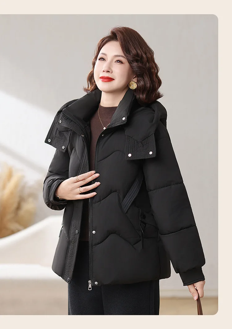 Winter Thick Hooded Puffer Coat Women Parkas XL-5XL Windproof Russian Cold Weather Snow Jacket Middle Aged Mom Outerwear Cozy