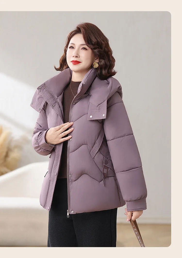 Winter Thick Hooded Puffer Coat Women Parkas XL-5XL Windproof Russian Cold Weather Snow Jacket Middle Aged Mom Outerwear Cozy