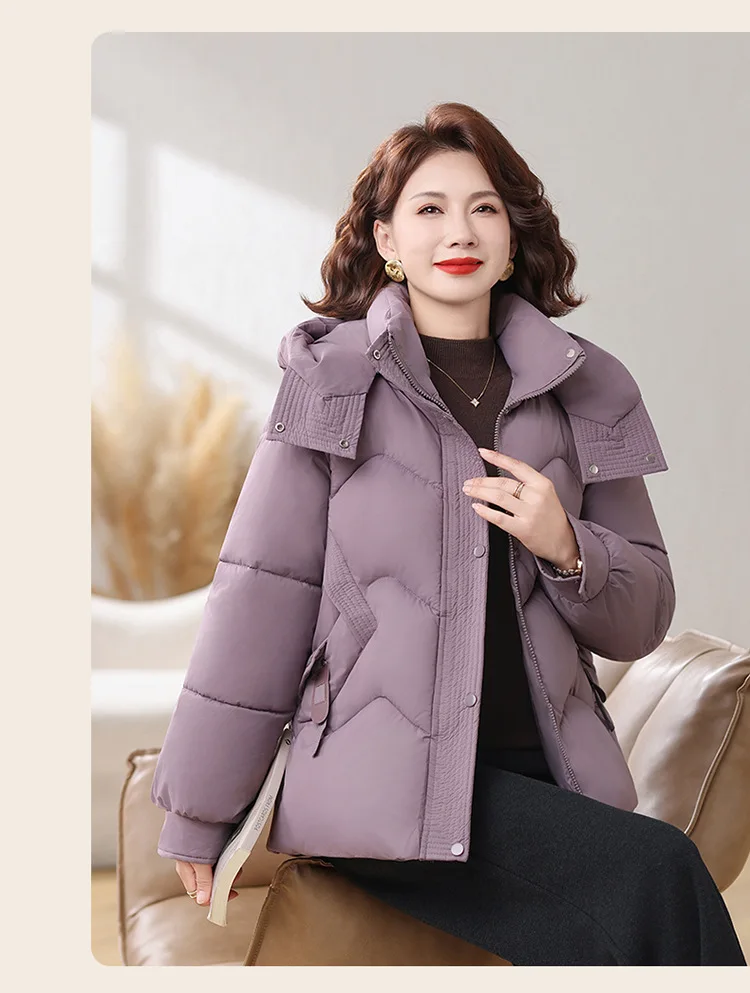Winter Thick Hooded Puffer Coat Women Parkas XL-5XL Windproof Russian Cold Weather Snow Jacket Middle Aged Mom Outerwear Cozy