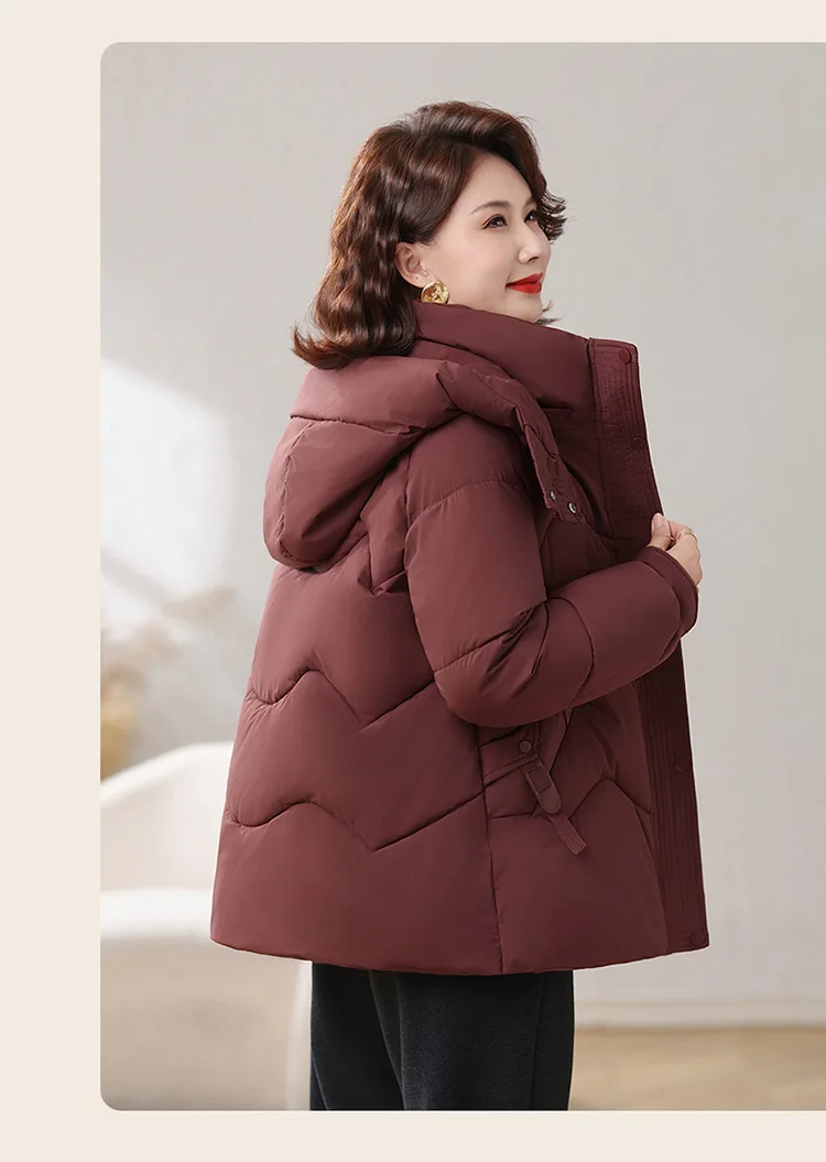 Winter Thick Hooded Puffer Coat Women Parkas XL-5XL Windproof Russian Cold Weather Snow Jacket Middle Aged Mom Outerwear Cozy