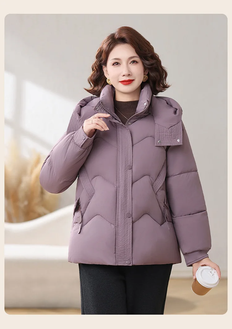 Winter Thick Hooded Puffer Coat Women Parkas XL-5XL Windproof Russian Cold Weather Snow Jacket Middle Aged Mom Outerwear Cozy