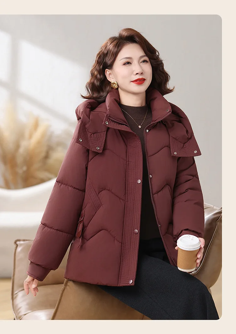 Winter Thick Hooded Puffer Coat Women Parkas XL-5XL Windproof Russian Cold Weather Snow Jacket Middle Aged Mom Outerwear Cozy