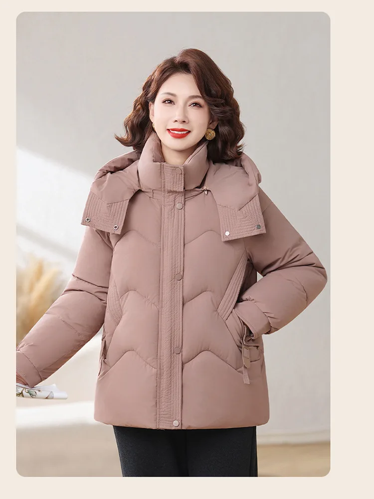 Winter Thick Hooded Puffer Coat Women Parkas XL-5XL Windproof Russian Cold Weather Snow Jacket Middle Aged Mom Outerwear Cozy
