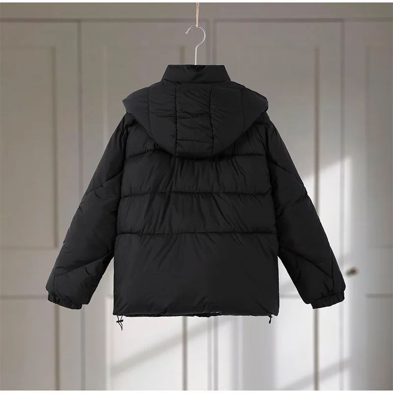 Printed Cotton Padded Coats Women Fashion Hooded Waist-Cinching Zipper Quilted Jackets Winter Casual Woman Fashion New Outerwear