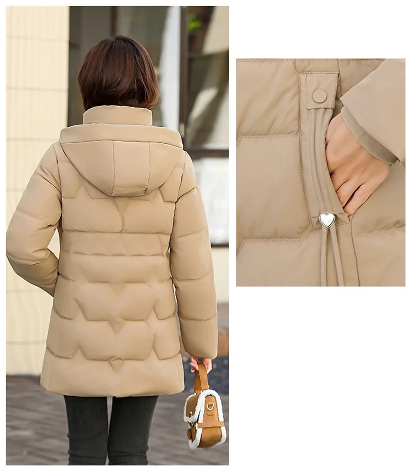 Fashion Detachable Hooded Parkas Women's Winter Down Cotton-padded Jacket Thicken Casual Slim Outerwear Female Long Coats