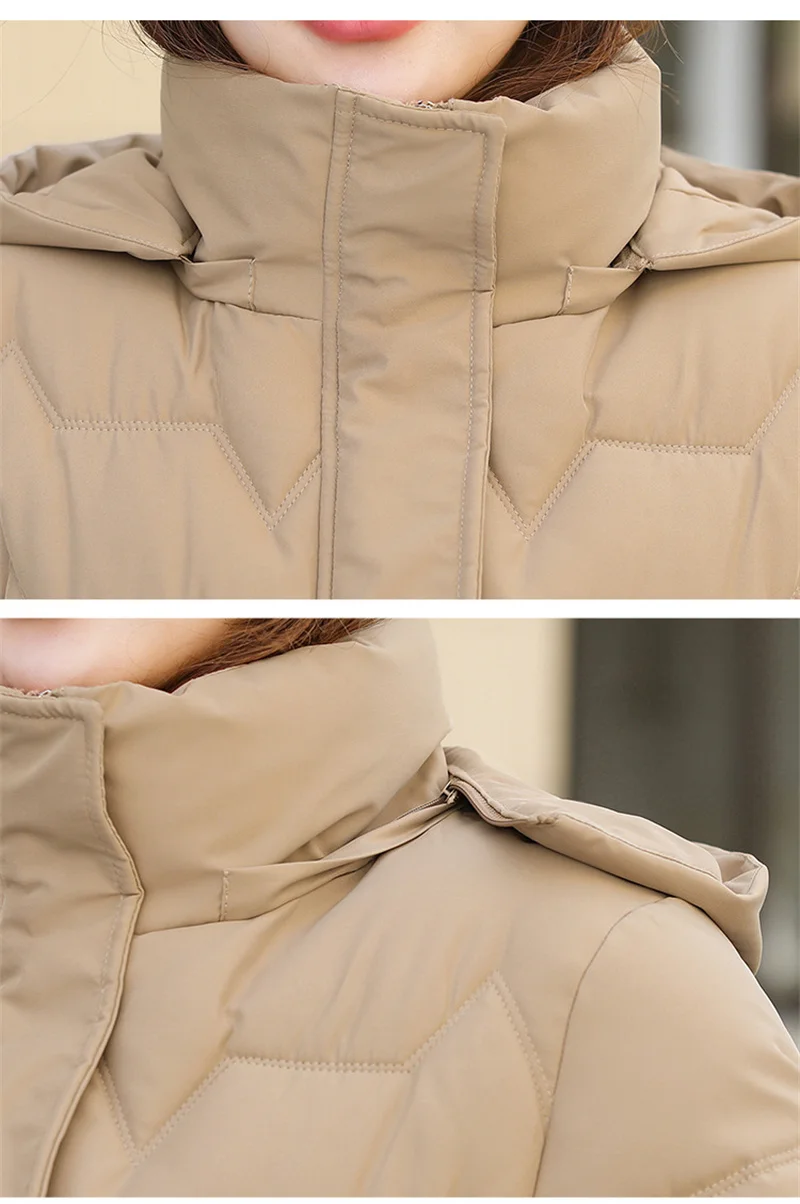 Fashion Detachable Hooded Parkas Women's Winter Down Cotton-padded Jacket Thicken Casual Slim Outerwear Female Long Coats