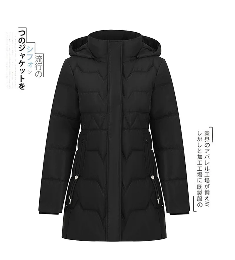 Fashion Detachable Hooded Parkas Women's Winter Down Cotton-padded Jacket Thicken Casual Slim Outerwear Female Long Coats