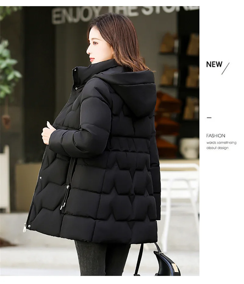Fashion Detachable Hooded Parkas Women's Winter Down Cotton-padded Jacket Thicken Casual Slim Outerwear Female Long Coats