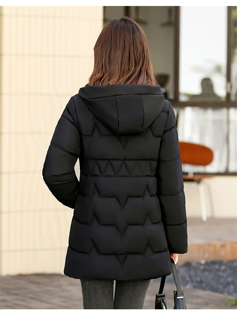 Fashion Detachable Hooded Parkas Women's Winter Down Cotton-padded Jacket Thicken Casual Slim Outerwear Female Long Coats