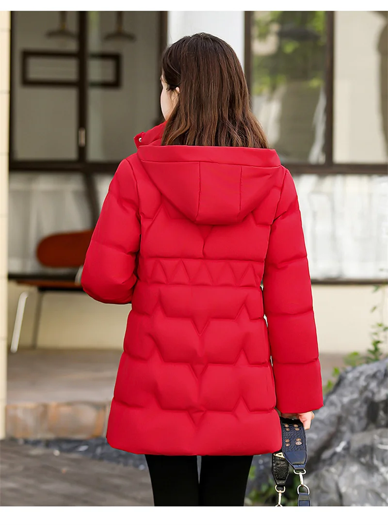 Fashion Detachable Hooded Parkas Women's Winter Down Cotton-padded Jacket Thicken Casual Slim Outerwear Female Long Coats
