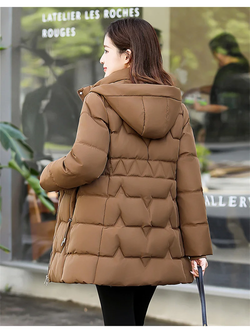Fashion Detachable Hooded Parkas Women's Winter Down Cotton-padded Jacket Thicken Casual Slim Outerwear Female Long Coats