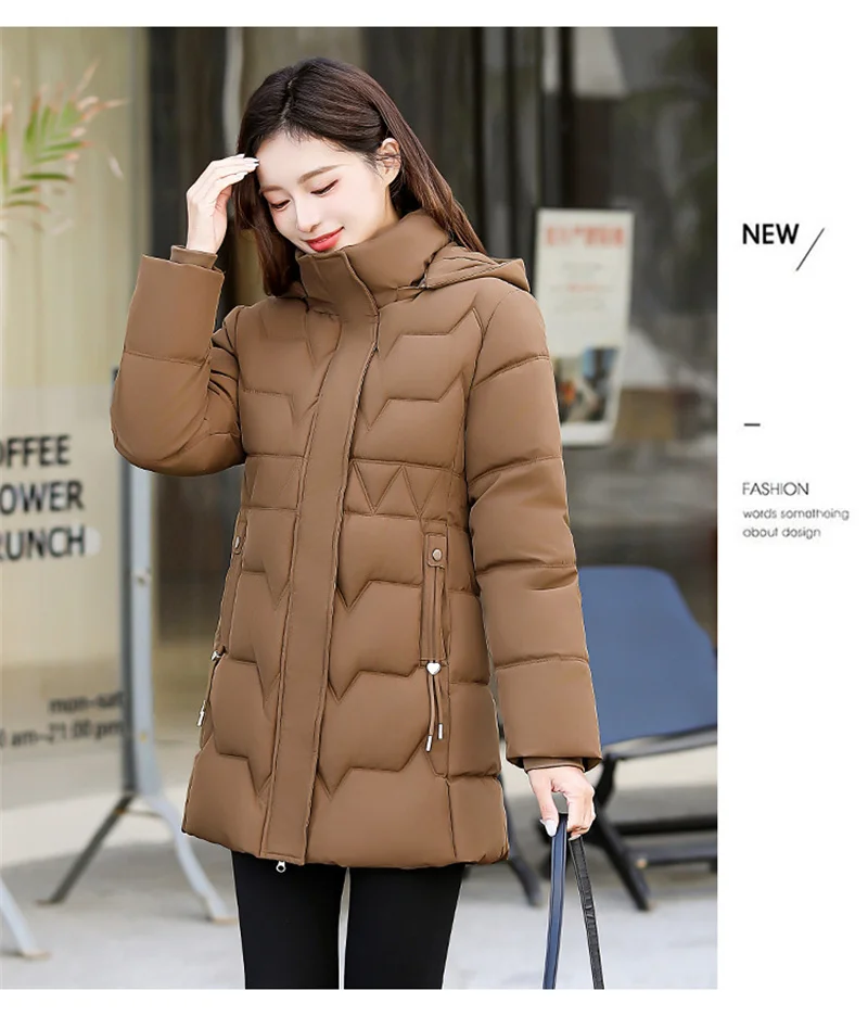 Fashion Detachable Hooded Parkas Women's Winter Down Cotton-padded Jacket Thicken Casual Slim Outerwear Female Long Coats