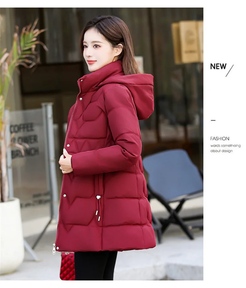 Fashion Detachable Hooded Parkas Women's Winter Down Cotton-padded Jacket Thicken Casual Slim Outerwear Female Long Coats