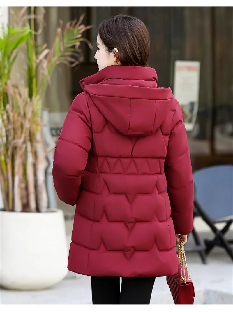 Fashion Detachable Hooded Parkas Women's Winter Down Cotton-padded Jacket Thicken Casual Slim Outerwear Female Long Coats