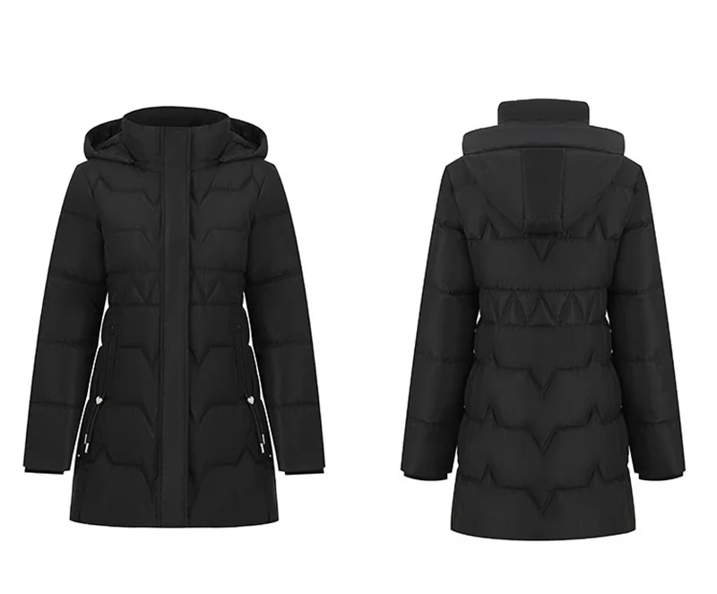 Fashion Detachable Hooded Parkas Women's Winter Down Cotton-padded Jacket Thicken Casual Slim Outerwear Female Long Coats