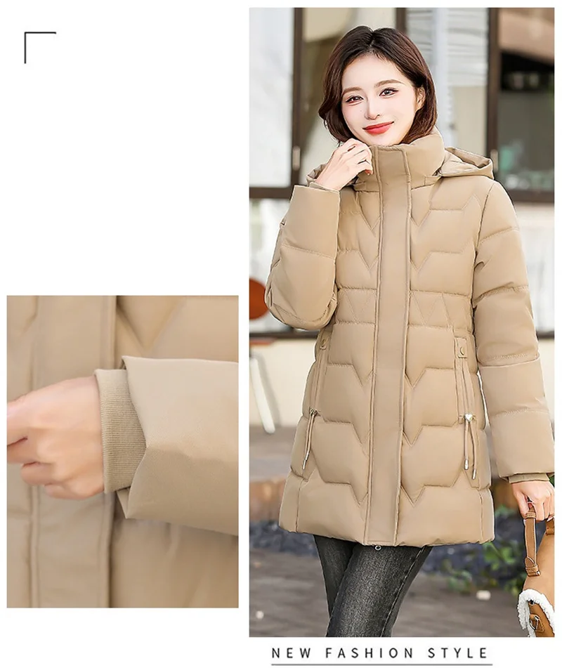 Fashion Detachable Hooded Parkas Women's Winter Down Cotton-padded Jacket Thicken Casual Slim Outerwear Female Long Coats