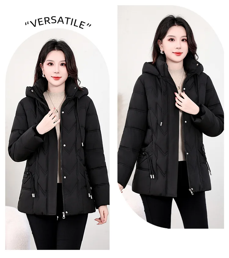 Winter Thick Hooded Puffer Coat Women XL-5XL Windproof Parkas Russian Cold Weather Snow Jacket Middle Aged Mom Outerwear New