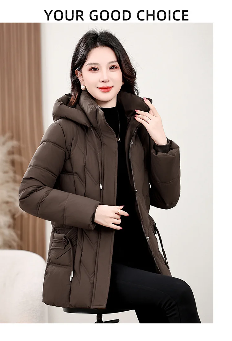 Winter Thick Hooded Puffer Coat Women XL-5XL Windproof Parkas Russian Cold Weather Snow Jacket Middle Aged Mom Outerwear New
