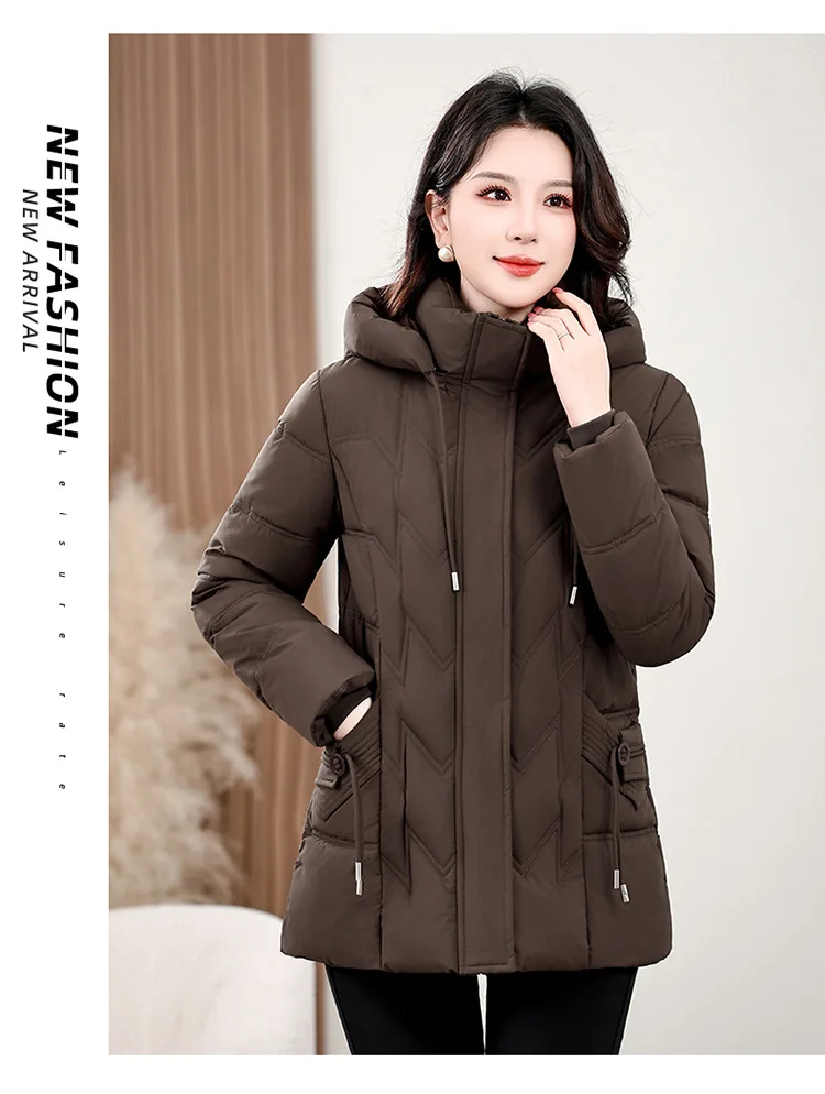 Winter Thick Hooded Puffer Coat Women XL-5XL Windproof Parkas Russian Cold Weather Snow Jacket Middle Aged Mom Outerwear New