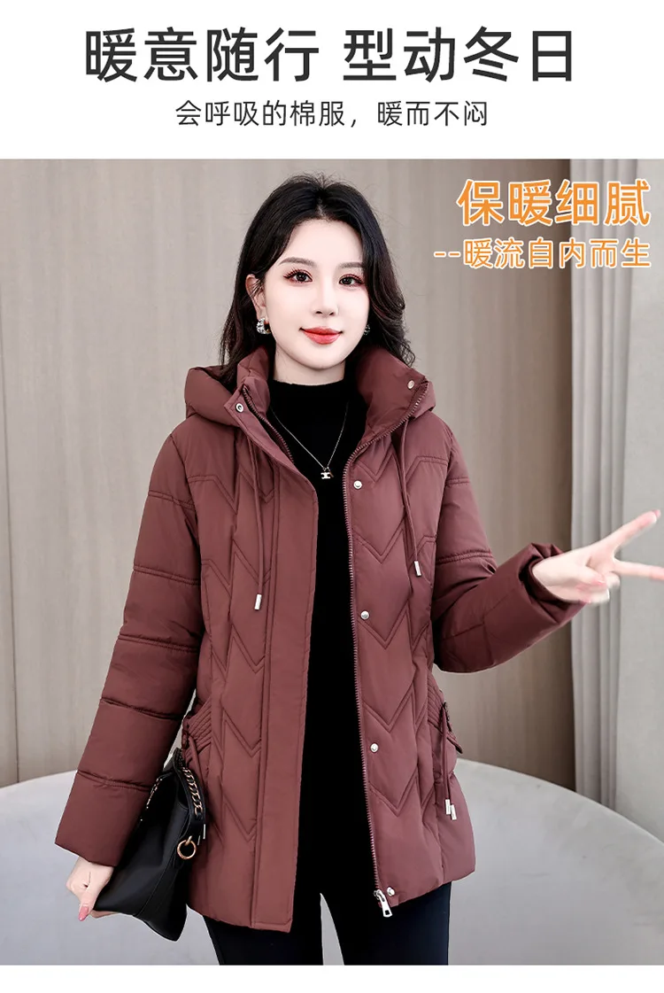 Winter Thick Hooded Puffer Coat Women XL-5XL Windproof Parkas Russian Cold Weather Snow Jacket Middle Aged Mom Outerwear New
