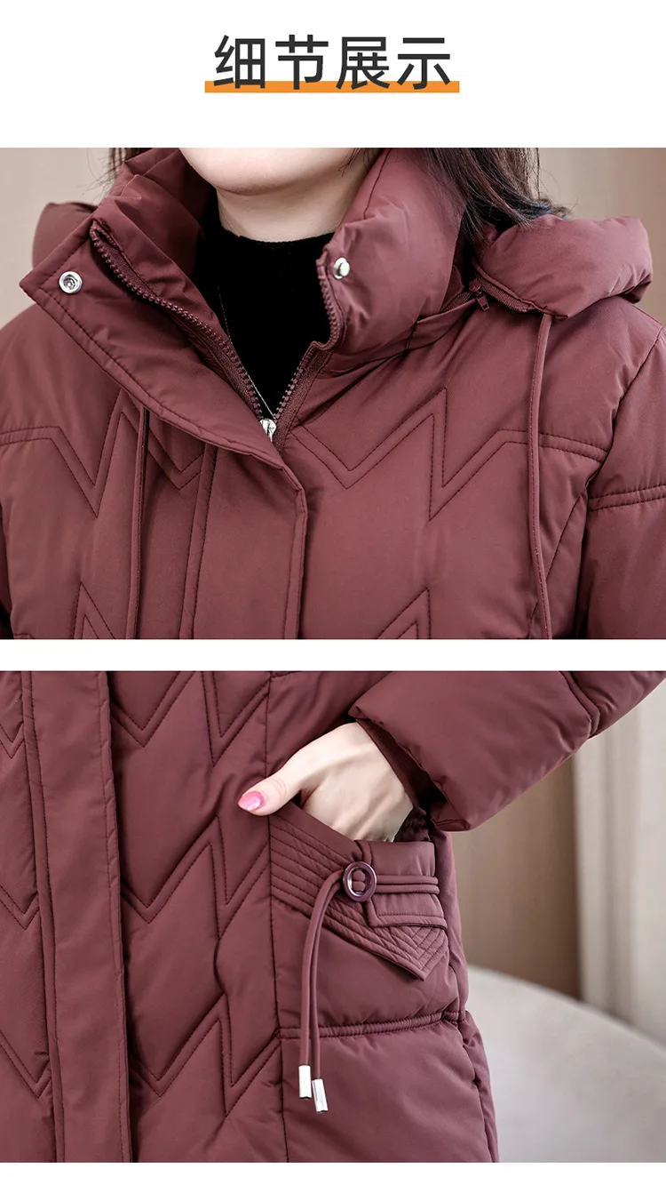 Winter Thick Hooded Puffer Coat Women XL-5XL Windproof Parkas Russian Cold Weather Snow Jacket Middle Aged Mom Outerwear New