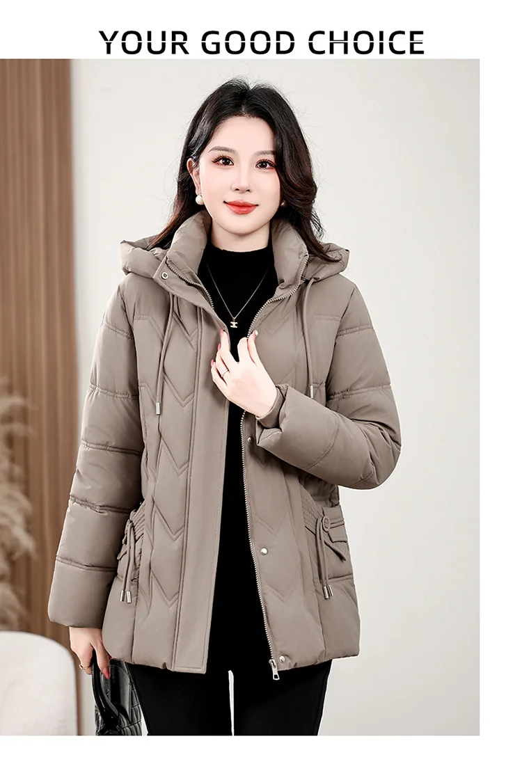 Winter Thick Hooded Puffer Coat Women XL-5XL Windproof Parkas Russian Cold Weather Snow Jacket Middle Aged Mom Outerwear New