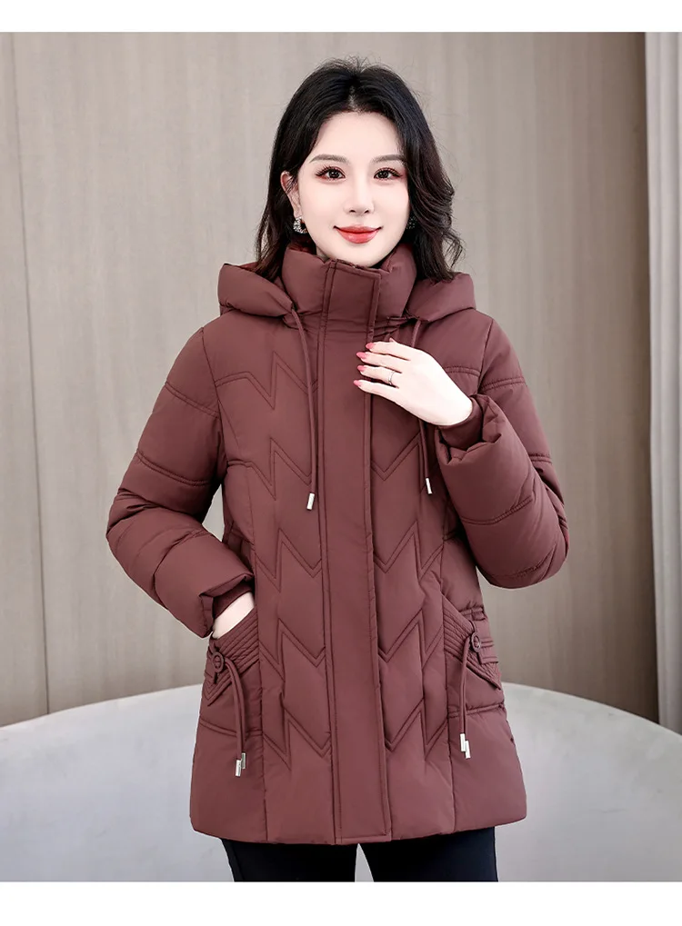 Winter Thick Hooded Puffer Coat Women XL-5XL Windproof Parkas Russian Cold Weather Snow Jacket Middle Aged Mom Outerwear New