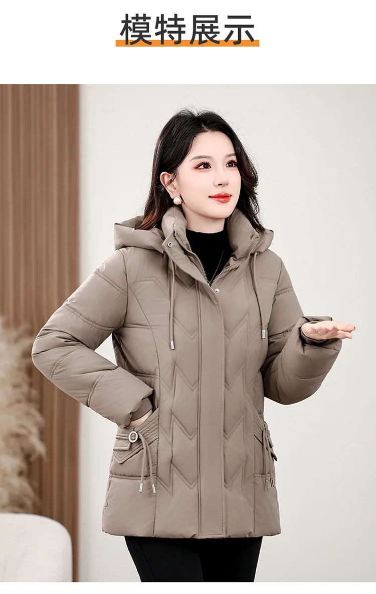 Winter Thick Hooded Puffer Coat Women XL-5XL Windproof Parkas Russian Cold Weather Snow Jacket Middle Aged Mom Outerwear New
