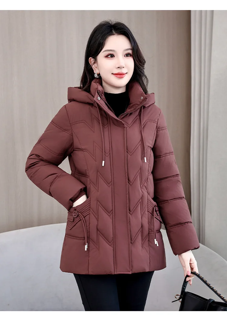 Winter Thick Hooded Puffer Coat Women XL-5XL Windproof Parkas Russian Cold Weather Snow Jacket Middle Aged Mom Outerwear New