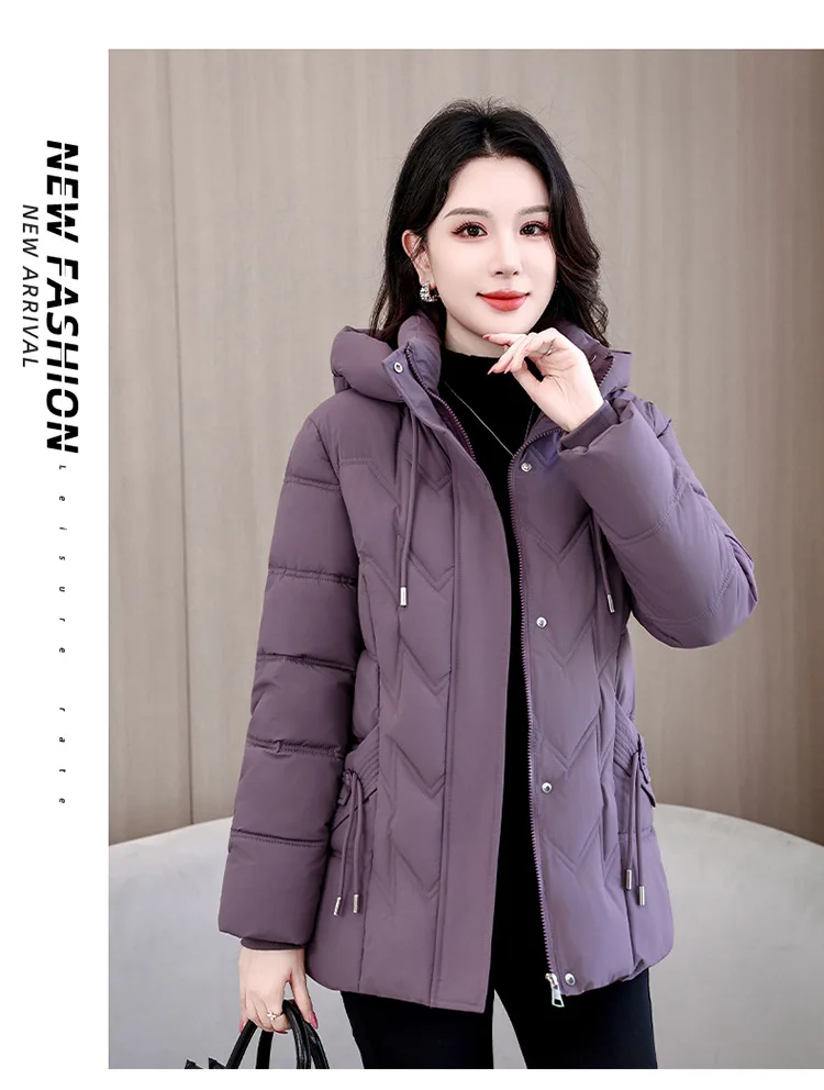 Winter Thick Hooded Puffer Coat Women XL-5XL Windproof Parkas Russian Cold Weather Snow Jacket Middle Aged Mom Outerwear New
