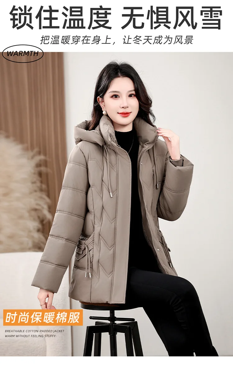 Winter Thick Hooded Puffer Coat Women XL-5XL Windproof Parkas Russian Cold Weather Snow Jacket Middle Aged Mom Outerwear New