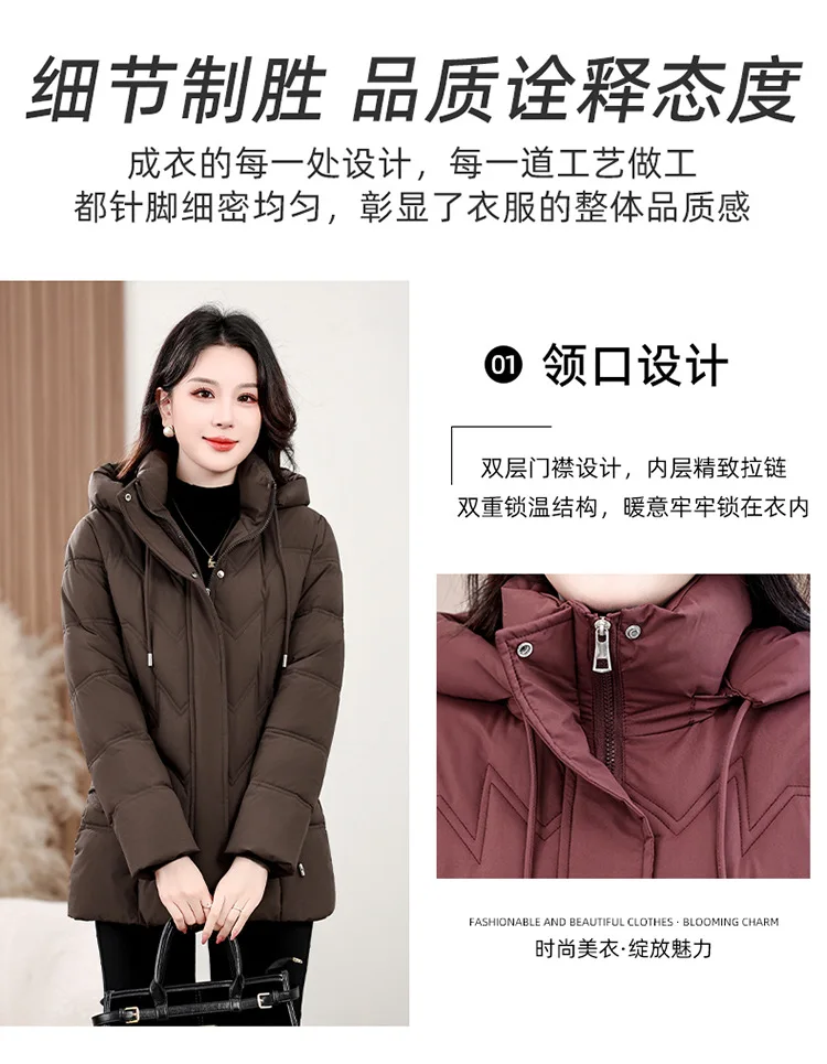 Winter Thick Hooded Puffer Coat Women XL-5XL Windproof Parkas Russian Cold Weather Snow Jacket Middle Aged Mom Outerwear New