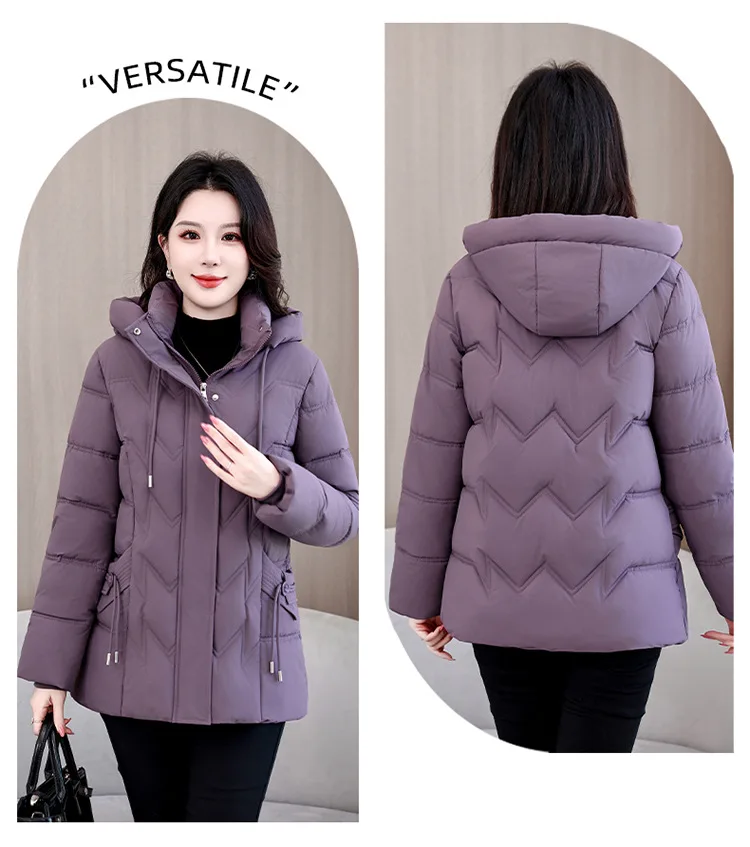 Winter Thick Hooded Puffer Coat Women XL-5XL Windproof Parkas Russian Cold Weather Snow Jacket Middle Aged Mom Outerwear New