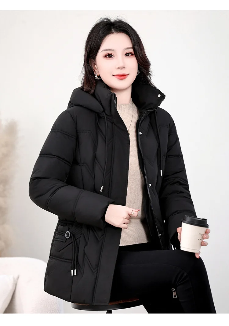 Winter Thick Hooded Puffer Coat Women XL-5XL Windproof Parkas Russian Cold Weather Snow Jacket Middle Aged Mom Outerwear New