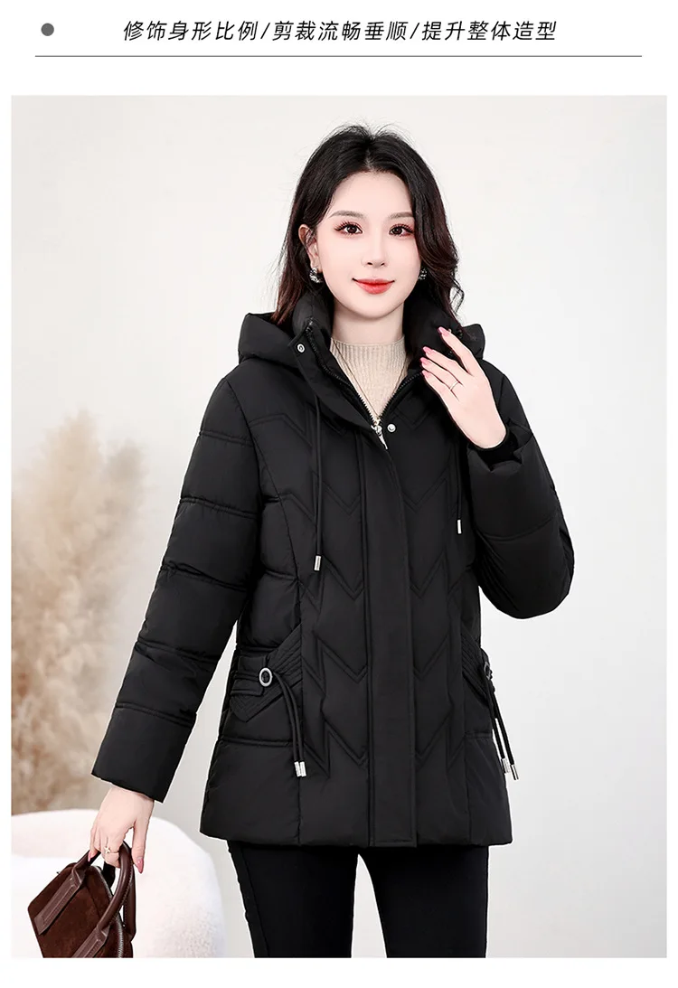 Winter Thick Hooded Puffer Coat Women XL-5XL Windproof Parkas Russian Cold Weather Snow Jacket Middle Aged Mom Outerwear New